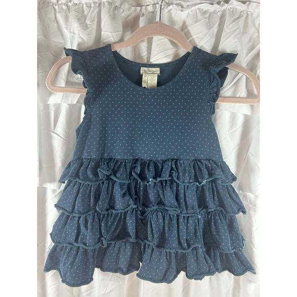 Matilda Jane Girls Blue Ruffle Polka Dot Shirt Size 8 sleeveless - Picture 1 of 5